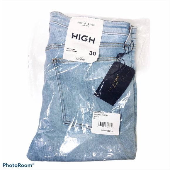Rag & Bone Womens High Rise Light Wash Cropped Flared Ankle Jeans Sz 30 New - Picture 6 of 12
